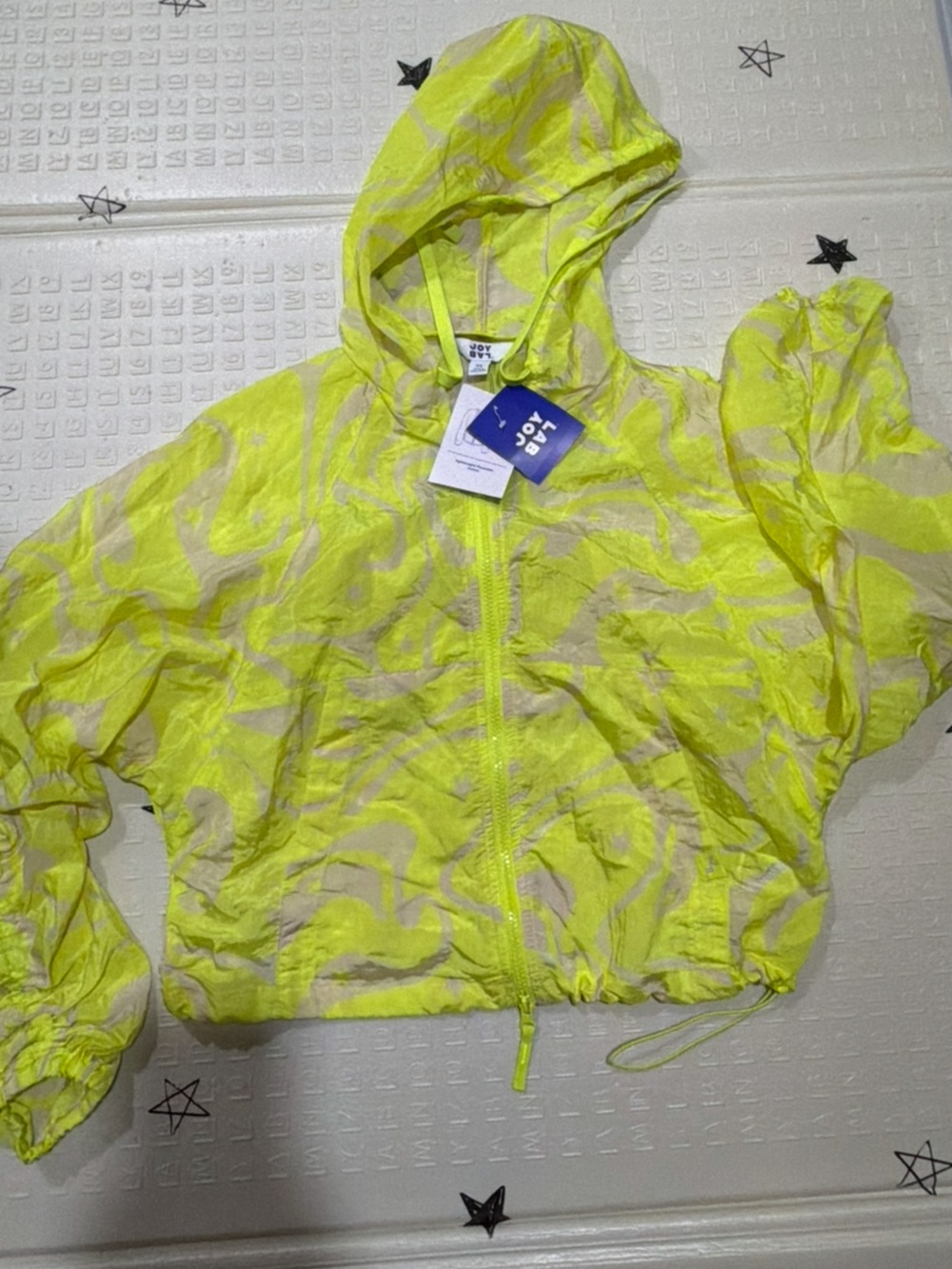 Neon Yellow Hooded Windbreaker Jacket
